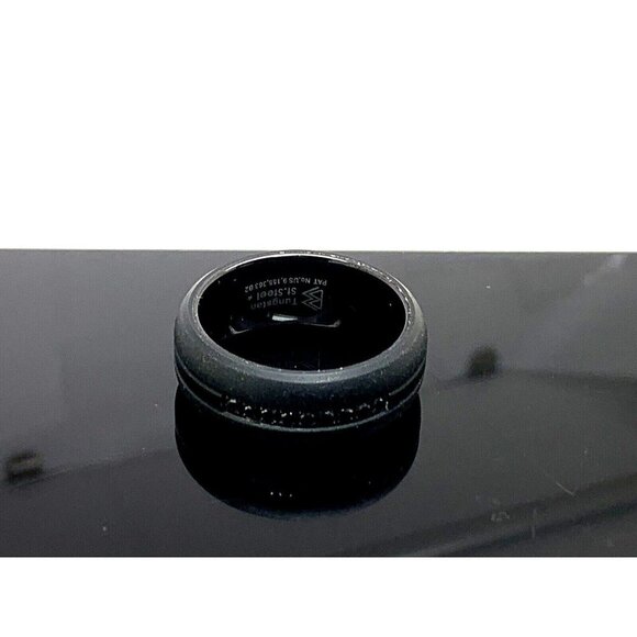 Men's Wedding Band Tungsten Steel Black Gemstones 9mm Wide Ring Size 10 - Picture 12 of 14
